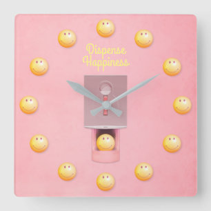 Yellow Gumball Dispenser Square Wall klok