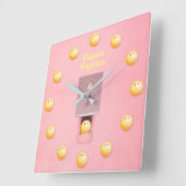 Yellow Gumball Dispenser Square Wall klok (Hoek)