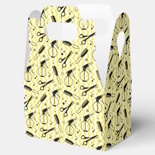 Yellow Hairdresser Tool Patroon Bedankdoosjes (Geopend)