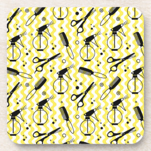 Yellow Hairdresser Tool Patroon Bier Onderzetter