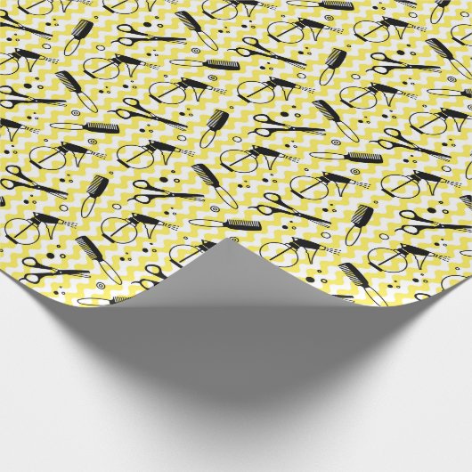 Yellow Hairdresser Tool Patroon Cadeaupapier (Hoek)