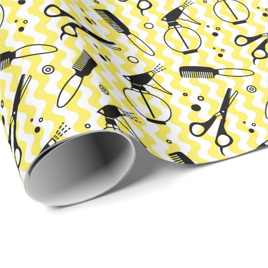 Yellow Hairdresser Tool Patroon Cadeaupapier (Rol Hoek)