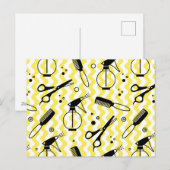 Yellow Hairdresser Tool Patroon Feestdagenkaart (Voorkant / Achterkant)