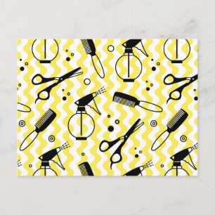 Yellow Hairdresser Tool Patroon Feestdagenkaart