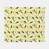 Yellow Hairdresser Tool Patroon Fleece Deken (Voorkant (Horizontaal))