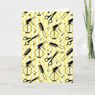 Yellow Hairdresser Tool Patroon Kaart