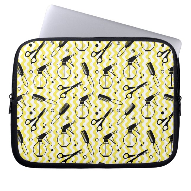 Yellow Hairdresser Tool Patroon Laptop Sleeve (Voorkant)