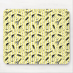 Yellow Hairdresser Tool Patroon Muismat