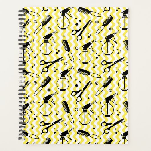 Yellow Hairdresser Tool Patroon Planner (Voorkant)
