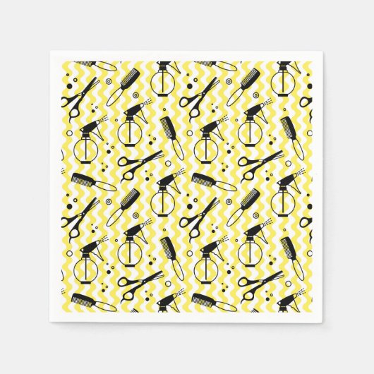 Yellow Hairdresser Tool Patroon Servet (Voorkant)