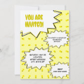 Yellow Halftone Pop Art Comic Inspired Invitation Kaart (Voorkant)