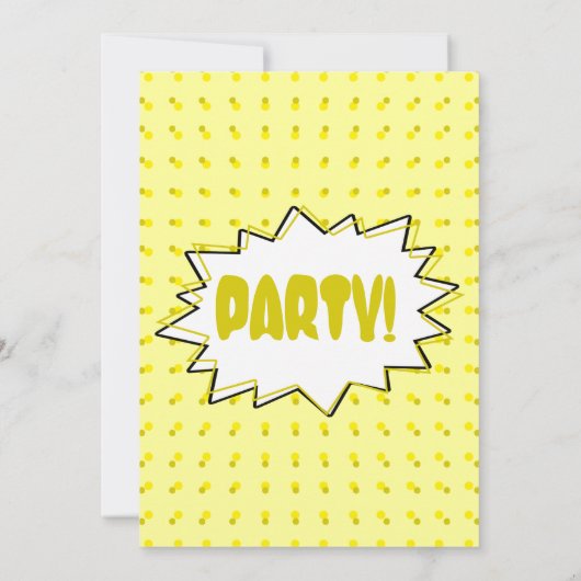Yellow Halftone Pop Art Comic Inspired Invitation Kaart (Achterkant)