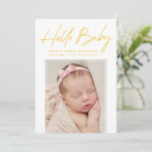 Yellow Hallo Baby 2 Fotogeboorte Aankondiging (Staand voorkant)