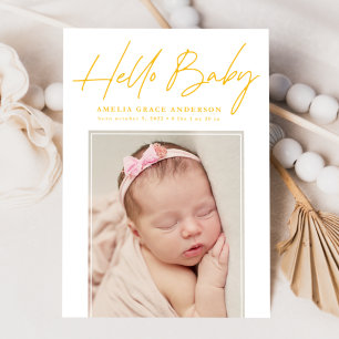 Yellow Hallo Baby 2 Fotogeboorte Aankondiging