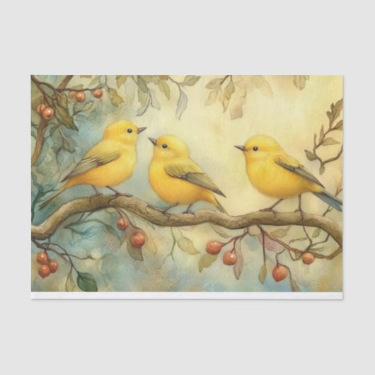 Yellow Hammer Songbirds DECOUPAGE Tissuepapier (Voorkant)