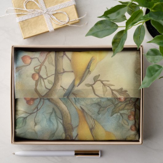 Yellow Hammer Songbirds DECOUPAGE Tissuepapier (Geschenk)