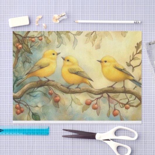 Yellow Hammer Songbirds DECOUPAGE Tissuepapier (Craft)