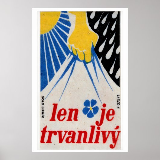 Yellow Hand Holding Blue Lightning Czechoslovakia Poster (Voorkant)