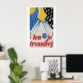 Yellow Hand Holding Blue Lightning Czechoslovakia Poster (Thuiskantoor)