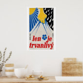 Yellow Hand Holding Blue Lightning Czechoslovakia Poster (Keuken)
