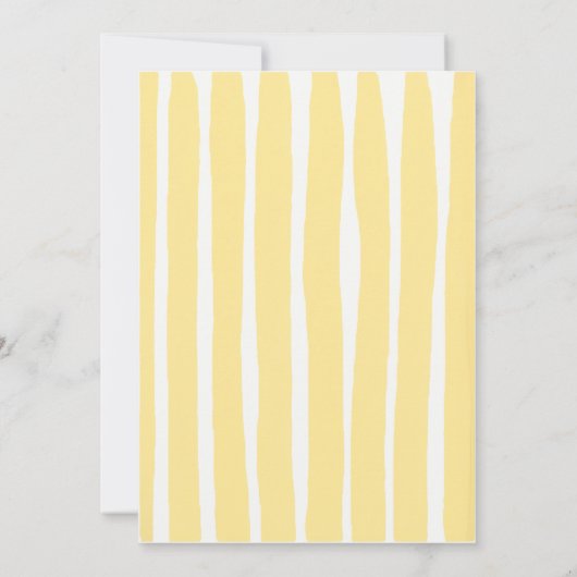 Yellow Hand Written Pinstripes Whimsical Wedding Kaart (Achterkant)