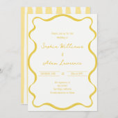 Yellow Hand Written Pinstripes Whimsical Wedding Kaart (Voorkant / Achterkant)