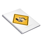 Yellow hangover-waarschuwingsbord notebook notitieboek (Rechterzijde)