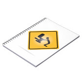 Yellow hangover-waarschuwingsbord notebook notitieboek (Linkerzijde)