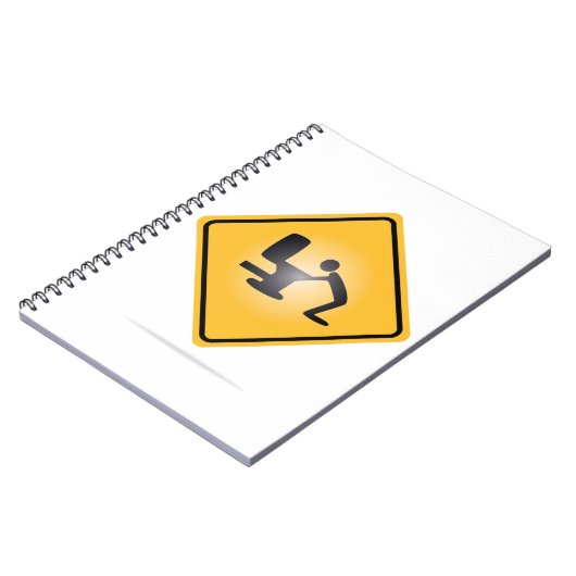 Yellow hangover-waarschuwingsbord notebook notitieboek (Linkerzijde)