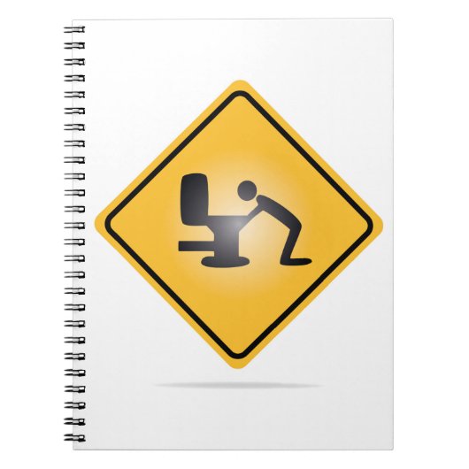 Yellow hangover-waarschuwingsbord notebook notitieboek (Voorkant)