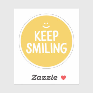 Yellow Happiness Quote Blijf glimlachen Sticker