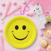 Yellow Happy Face Birthday Papieren Bordje (Feest)
