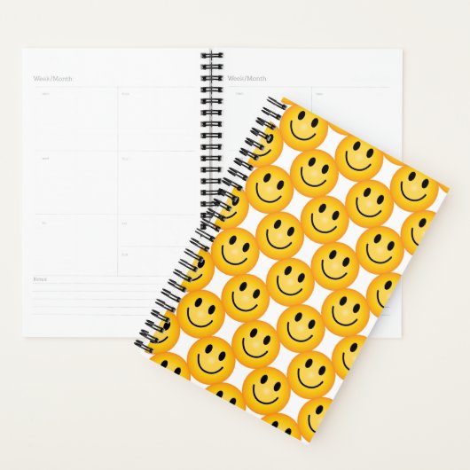 Yellow Happy Face Emoji Notebook Planner (Display)