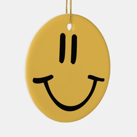 Yellow Happy Face Keramisch Ornament (Rechts)