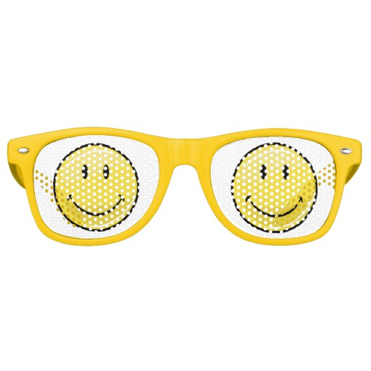 Yellow Happy Face Retro Zonnebril (Voorkant)