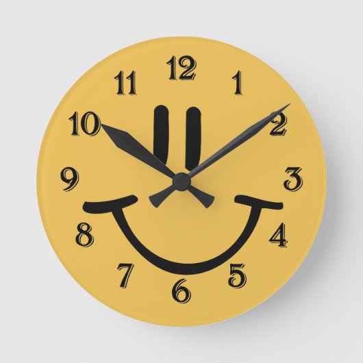 Yellow Happy Face Ronde Klok (Voorkant)