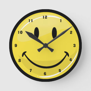 Yellow Happy Face Ronde Klok