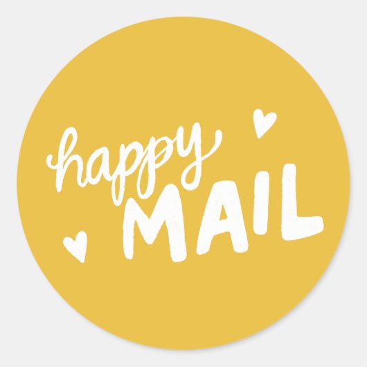 Yellow Happy Mail sticker voor verzending en verpa (Voorkant)