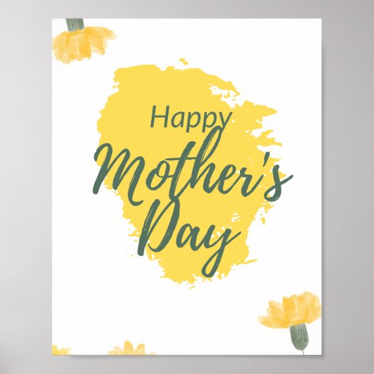 Yellow Happy Mothers Day Holiday Poster (Voorkant)