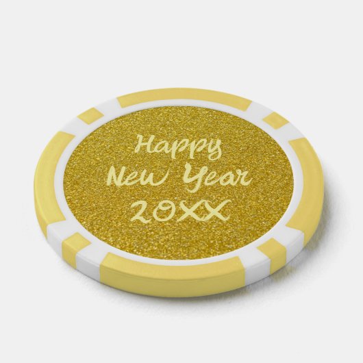 Yellow Happy New Year Poker Chips (Enkel)