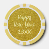 Yellow Happy New Year Poker Chips (Voorkant)