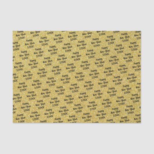 Yellow Happy New Year Tissuepapier (Voorkant)