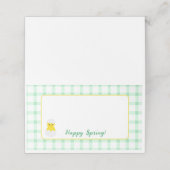 Yellow Happy Spring Chick Green Check Plaatskaartje (Buitenkant ongevouwen)