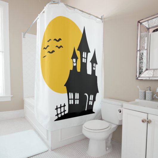 Yellow Haunted House Shower Curtain Douchegordijn (In situ)