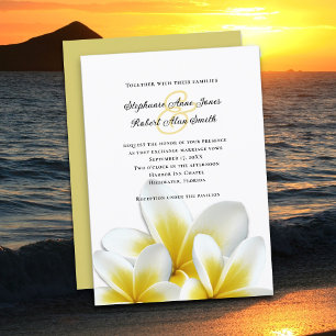 Yellow Hawaiian Plumeria Frangipani Wedding Kaart