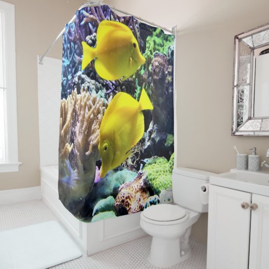 Yellow Hawaiian Tang Fish Douchegordijn (In situ)