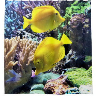 Yellow Hawaiian Tang Fish Douchegordijn