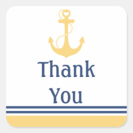 Yellow Heart Anker Dank u Vierkante Sticker