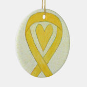 Yellow Heart Awareness Ribbon Gepersonaliseerd Orn Keramisch Ornament (Rechts)