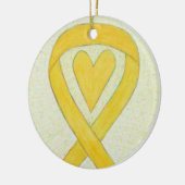 Yellow Heart Awareness Ribbon Gepersonaliseerd Orn Keramisch Ornament (Links)